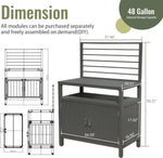 ZUN Outdoor Kitchen Island with Storage, Aluminum Kitchen Storage Island with Wall Hanging, Freestanding W1859P171930