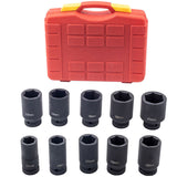 Fit For 10PCS 3/4Inch Drive Deep Impact Socket Set Metric 22-41mm 6-Point Kit With Case 02177382