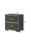 ZUN 1pc Contemporary 2-Drawer Nightstand with Chrome Accents Gray Rustic Finish Bedroom Wooden Furniture B011P236784