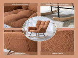 Teddy Fabric Wingback Glider Rocker with Side Storage Pocket, Soft Comfy Nursing Rocking Chair, 68696163