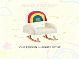 1 PC Wooden Frame Kids Rocking Sofa, Rainbow Gradient Teddy Velvet Rocking Chair 78910292