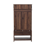 U-Can Hall Tree with 6 Hooks and Hinged Lid, Coat Hanger, Entryway Bench, Storage Bench, 3-in-1 N724P184891D