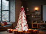 6 FT Fully Decorated Pre-lit Christmas Tree, Pop Up Artificial Xmas Tree with 100 Warm Lights and 34996842