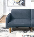 ZUN Modern Electric Look 1pc Convertible Sofa Couch Navy Color Linen Like Fabric Cushion Wooden Legs HS00F8506-ID-AHD