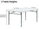 4 Foot Fold-in-Half Adjustable Folding Table, White 45782455