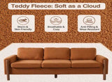 83.86" 3-Seater Sofa, Curved Armrest with Integrated Solid Wood Legs, Teddy Velvet Fabric, High N765P331021Y