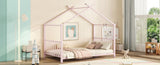 Twin Size Metal House Platform Bed, Pink MF322835AAH