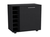 Bar -coffee cart 32" H, Kitchen or living room cabinet storage with 4 wheels, with 6 bottle racks, a B097133387