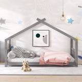 Twin Size House Bed Wood Bed, Gray WF282521AAE
