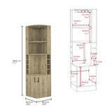 Syrah Corner Bar Cabinet, Eight Bottle Cubbies, Double Door, Two Open Shelves Macadamia B200P242412