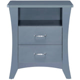 Grey Nightstand with 2 Drawers and Open Shelving B062P181339
