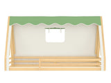 Twin Size House Floor Bed with Tent and Light, Solid Wood Teepee Floor Bed with Full-length W1580P369466