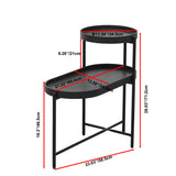 2-Tier Black Side Table with Storage Sofa Table for Living Room Metal Frame & Wooden Desk End Table 10905612