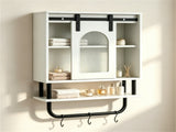 Farmhouse Industrial Wall Mounted Bathroom Cabinet with Sliding Fluted Door, 3Tier Storage 41125079