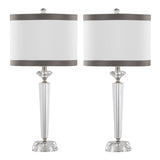 Diamond Torch 25.75" Crystal Contemporary Table Lamp in Clear K9 Crystal, Off-White Linen Shade with B202P224009