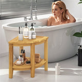 Bathroom Shower Chair,Teak Wood Shower Bench with Storage Shelf 84391729