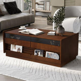 U-Can Modern Rectangle Coffee Table 4 Drawers and 2 Display Shelves, 47.2" Wood Coffee Table 69954420