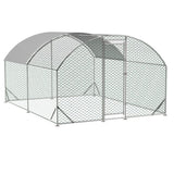 ZUN Large Metal Chicken Coop, Walk-in Chicken Run,Galvanized Wire Poultry Chicken Hen Pen Cage, Rabbits W1212P145355