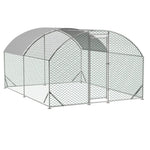 ZUN Large Chicken Coop Metal Chicken Run with Waterproof and Anti-UV Cover, Dome Shaped Walk-in Fence W2505P194437