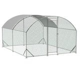 ZUN Large Chicken Coop Metal Chicken Run with Waterproof and Anti-UV Cover, Dome Shaped Walk-in Fence W2505P194437