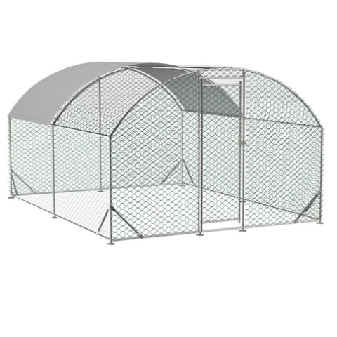 ZUN Large Chicken Coop Metal Chicken Run with Waterproof and Anti-UV Cover, Dome Shaped Walk-in Fence W2505P194437