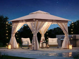 8'x8' Patio Gazebo Outdoor Heavy Duty Party Tent Shelter With Double Roofs, Mosquito Nettings And 76721930