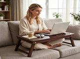Adjustable Bamboo Laptop Bed Tray with Storage Drawer, 4 Tilt Angles 9"-11.5" Height Foldable Lap 32512780
