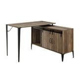 L-Shape Writing Desk with Side Cabinet, Rustic Oak and Black B016P317516