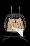 ZUN 2 Person Outdoor Rattan Hanging Chair Patio Wicker Egg Chair W874P146257