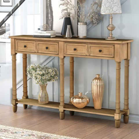 ZUN Console Table Sofa Table Easy Assembly with Two Storage Drawers and Bottom Shelf for Living Room, 04824171