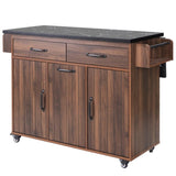 K&K Kitchen Island with Trash Can Storage Cabinet, Kitchen Cart with Drop Leaf, Spice, Towel WF326381AAZ