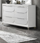 ZUN 1pc Modern Contemporary Dresser w Six Storage Drawers Jewelry Tray White Cream Finish Bedroom Wooden B011P215601