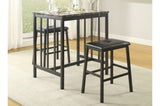 ZUN Black Metal Finish 3pc Counter Height Set Table and 2 Stools, Faux Marble Tabletop, Faux Leather B011P246322