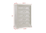 ZUN Beautiful Transitional Style 1pc 5-Drawer Chest Storage Drawers White Cream Finish Wooden Home B011P222477