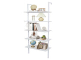 5-Shelf Wood Ladder Bookcase with Metal Frame, Industrial 5-Tier Modern Ladder Shelf Wood 70392764