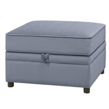 Grey Rectangle Storage Ottoman B062P186558