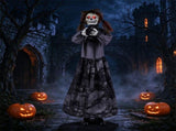 48" Animated Halloween Girl Doll Animatronic, Sound Activated Pop-Up Head with Light Up Red Eyes & 88428130