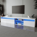 ON-TREND Unique Design TV Stand with 2 Glass Shelves, Ample Storage Space Media Console for TVs Up WF314584AAK