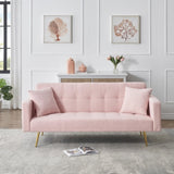 71.7 - inch Pink Teddy Fleece Sofa Bed with Two Complimentary Throw Pillows W3356P298512