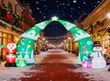 15FT Lighted Christmas Inflatable Archway, Inflatable Christmas Tree Arch with Santa and Snowman, 71142763