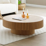 ZUN Natural Wood Coffee 39.37 MDF coffee table Modern Handcraft Drum Coffee Circle Coffee W876P188696