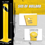 ZUN Safety Bollard Post, 42 Inch Height Steel Bollards, 4.5 Inch Diameter Parking Bollard, Yellow Powder 77904674