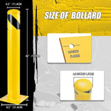 ZUN Safety Bollard Post, 42 Inch Height Steel Bollards, 4.5 Inch Diameter Parking Bollard, Yellow Powder 77904674