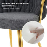 Modern simple Dark Grey linen dining chair, home bedroom stool back student desk chair, gold-plated W210P208446