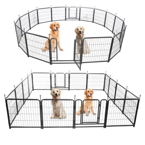 ZUN 16 Panels Dog Playpen for outdoor,yard,camping,24"Height dog fence with 2 doors. 95314411