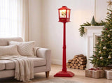 5FT Christmas Street Lamp Post with 3 Snowmen Scene, Snowfall, Warm Light & Holiday Music, 97288260