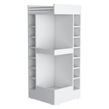 White Corner Bar Cabinet with Wine Rack and Open Shelf B062P290258