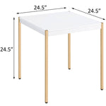 ZUN White and Gold Square End Table B062P181417