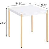 ZUN White and Gold Square End Table B062P181417