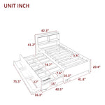 ZUN Twin Bed with Bookcase,Twin Trundle,Drawers,White 53778862